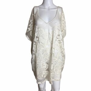 xhilaration Elegant Cream Floral Mesh Dress cover up size XL